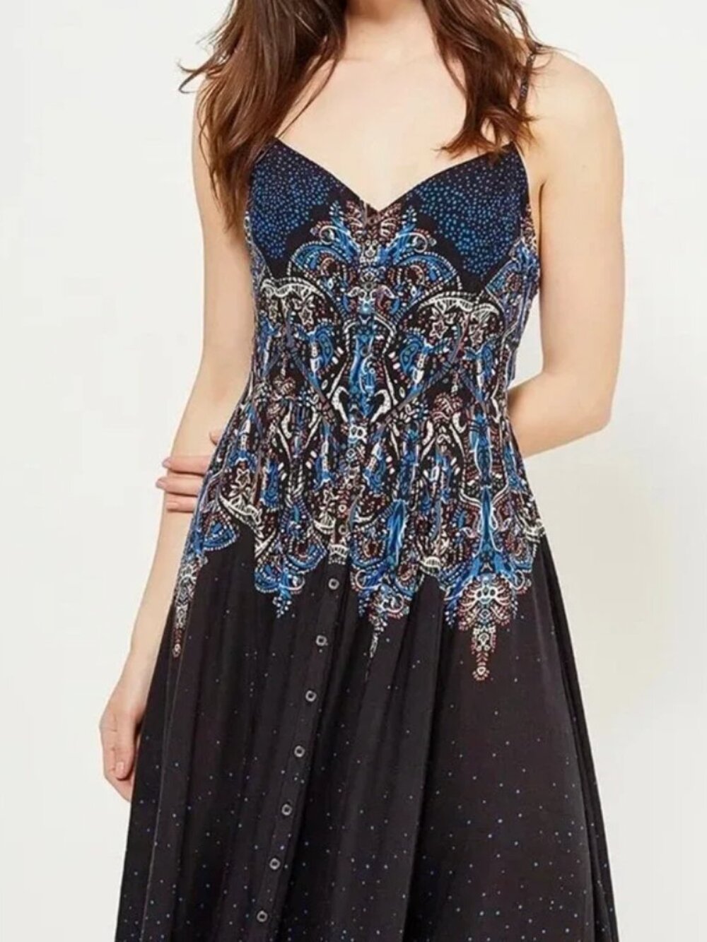 Free People Be My Baby Maxi Dress Black Combo Size Small